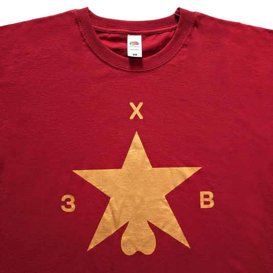 Футболка ХЗВ "Зірка з яйцями" Багряна з золотом