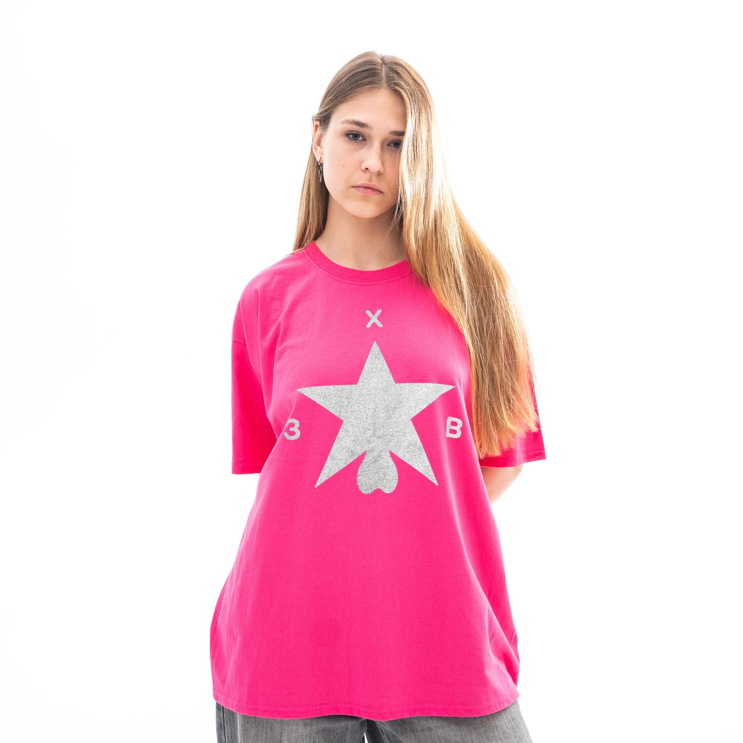 Футболка ХЗВ "Зірка з яйцями" Рожева зі сріблом
