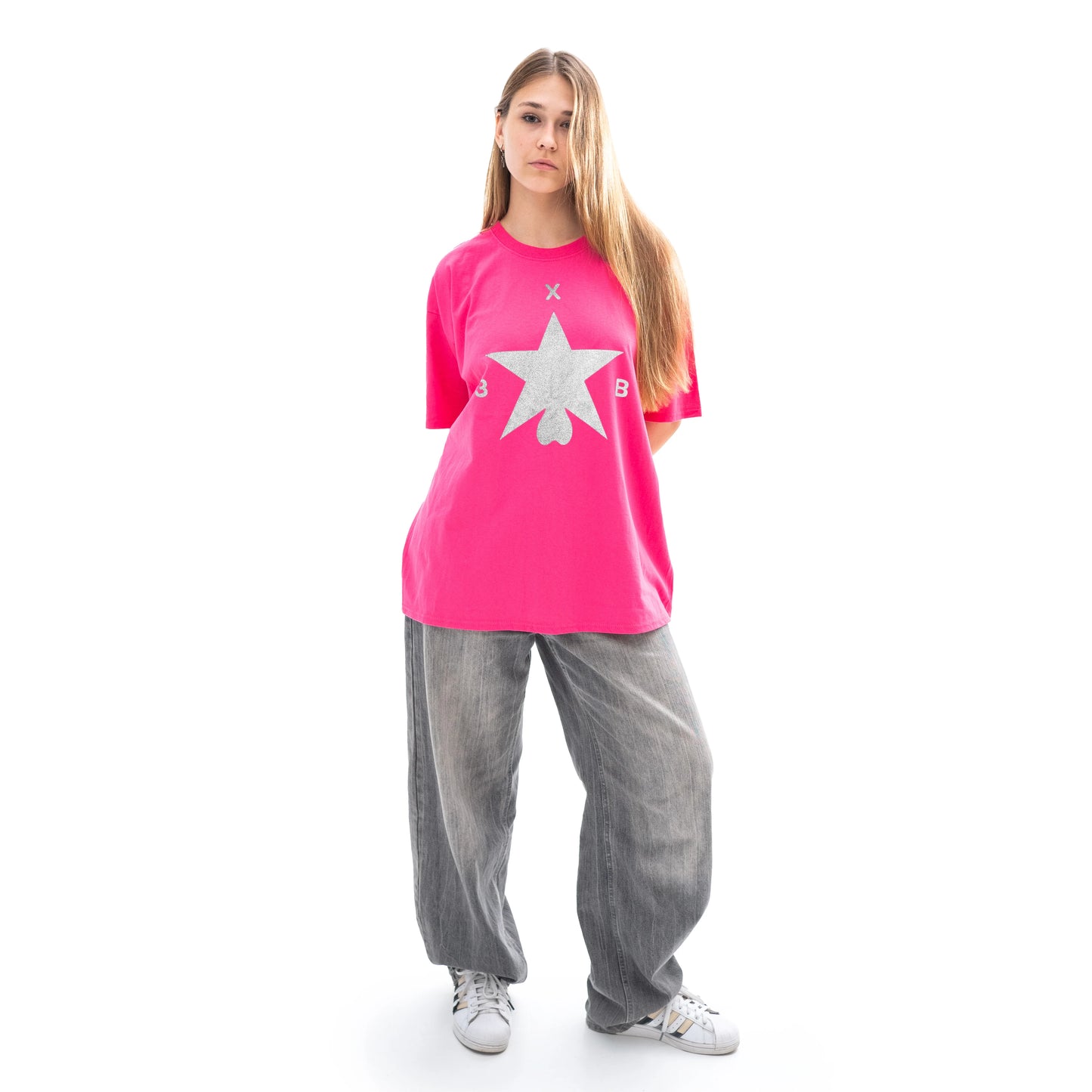 Футболка ХЗВ "Зірка з яйцями" Рожева зі сріблом