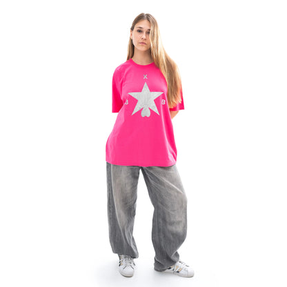 Футболка ХЗВ "Зірка з яйцями" Рожева зі сріблом